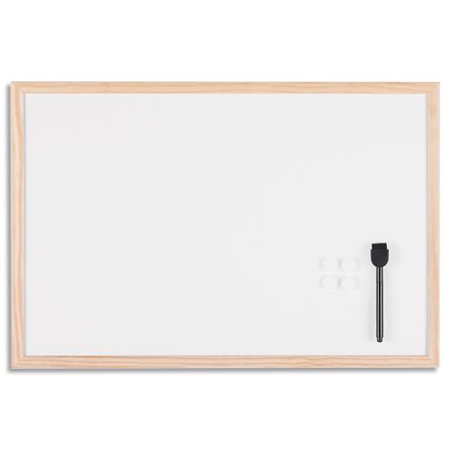 BI-SILQUE Tableau blanc magnétique, surface en acier laqué, cadre en bois de pin. Format 40x30 cm
