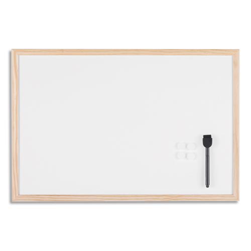 BI-OFFICE Tableau blanc magnétique, surface en acier laqué, cadre en bois de pin. Format 60x40 cm (dont eco-taxe mobilier de 0,55 €)