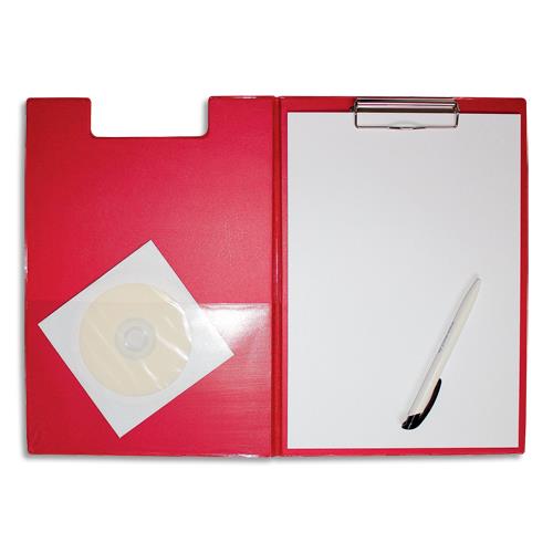 MAUL Porte-bloc à rabat A4 en PVC avec pince métal. Pochette intérieure/porte-stylo. Coloris rouge