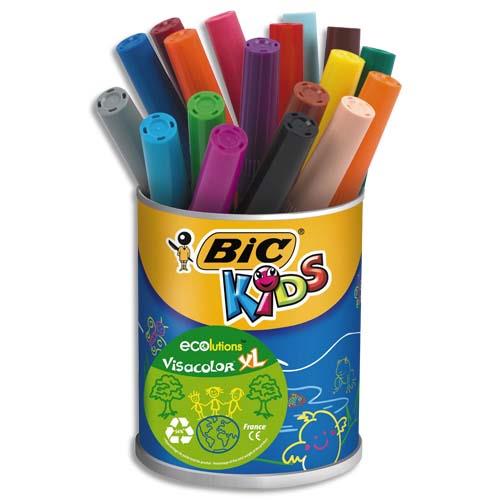 BIC KIDS Visacolor XL Feutres de Coloriage à Pointe Large Et Résistante - Couleurs Assorties x18