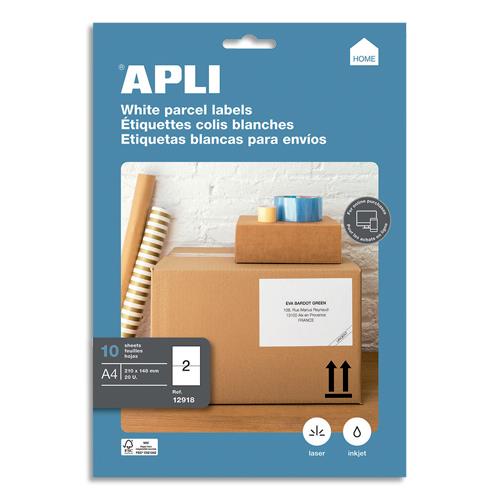 AGIPA Pochette de 20 étiquettes multi-usage blanches 210 x 148mm