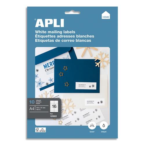 AGIPA Pochette de 160 étiquettes multi-usage blanches 105 x 37mm