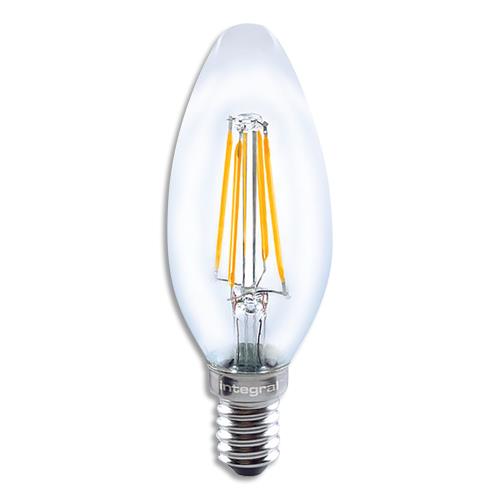 INTEGRAL Ampoule LED Candle E14, 4 Watts 2700 Kelvin 420/470 Lumen, angle d'éclairage 300/330. Clair (dont eco-taxe de 0,10 €)