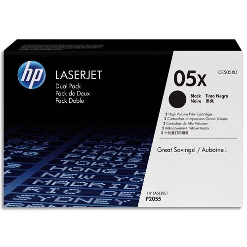 HP 2 cartouches Laser Noir CE505XD (dont eco-taxe de 0,35 €)