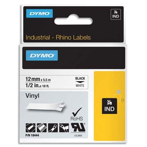 DYMO Ruban Rhino 12 mm vinyl Noir sur Blanc 18444 S0718600