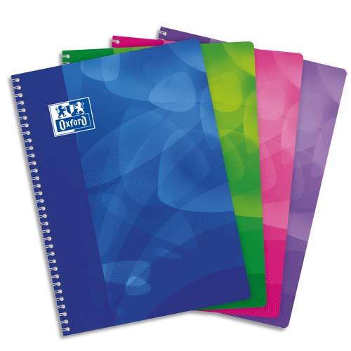 OXFORD Cahier spirale Lagoon A4 160 pages 90g 5x5. Couverture polypro assorties