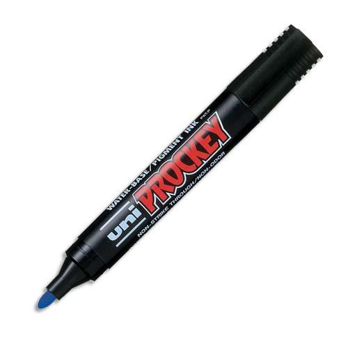 UNI-BALL Marqueur permanent pte ogive corps plastique encre pigmentée à base d'eau Bleu UNI PROCKEY PM122