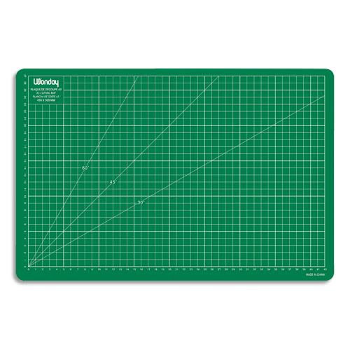 WONDAY Plaque de découpe verte 450x300x3mm. Résistante à la coupe, surface quadrillée