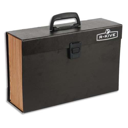 BANKERS BOX Trieur malette 19 compartiments, structure carton, poignée de transport, coloris Noir