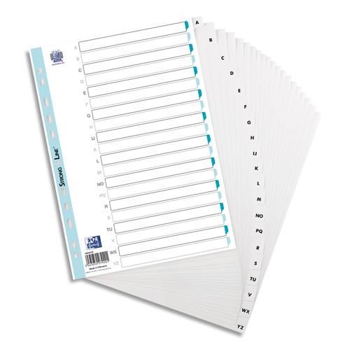 OXFORD Intercalaire alphabetique 20 positions en polypropylène 15/100e. Format A4. Coloris Blanc