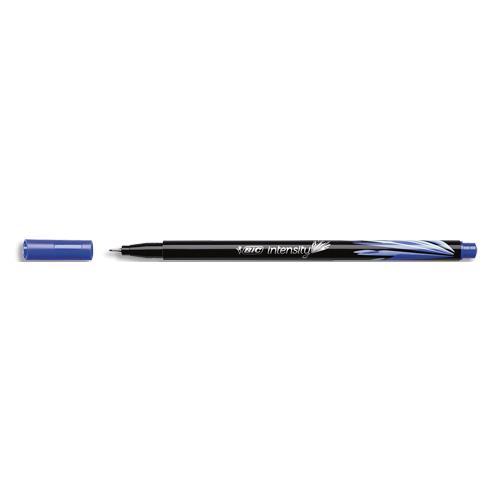 BIC Intensity Stylo Feutre d'écriture Pointe Fine et Corps Noir Verni - Bleu foncé