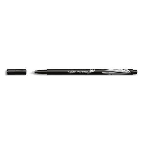 BIC Intensity Stylo Feutre d'écriture Pointe Fine et Corps Noir Verni - Noir intense