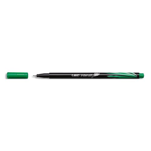 BIC Intensity Stylo Feutre d'écriture Pointe Fine et Corps Noir Verni - Vert intense