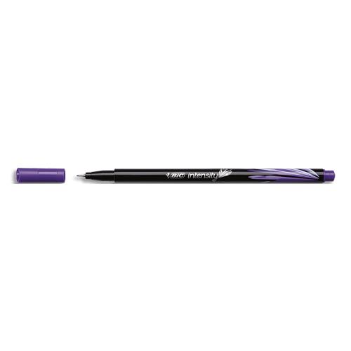 BIC Intensity Stylo Feutre d'écriture Pointe Fine et Corps Noir Verni - Violet intense