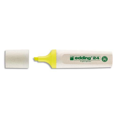 EDDING Surligneur Jaune Ecoline 24. Biseautée. Trait:2 à 5 mm. Fabriqué à 90% de ressources renouvelables