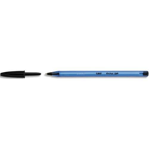 BIC Ecriture Cristal Soft Stylos-Bille Pointe Moyenne (1,2 mm) - Corps Bleu Ciel - Encre De Couleur Noire