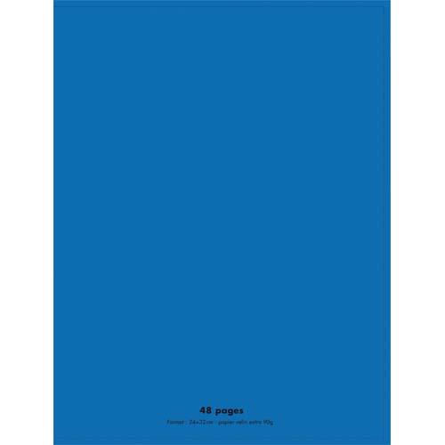 CONQUERANT C9 Cahier piqûre 24x32cm 48 pages 90g grands carreaux Seyès. Couverture polypropylène Bleu