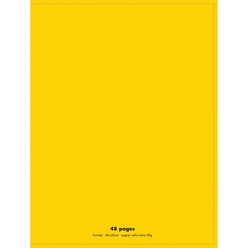 CONQUERANT C9 Cahier piqûre 24x32cm 48 pages 90g grands carreaux Seyès. Couverture polypropylène Jaune