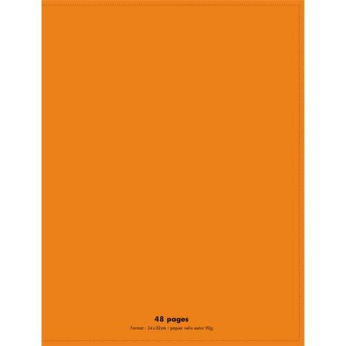 CONQUERANT C9 Cahier piqûre 24x32cm 48 pages 90g grands carreaux Seyès. Couverture polypropylène Orange