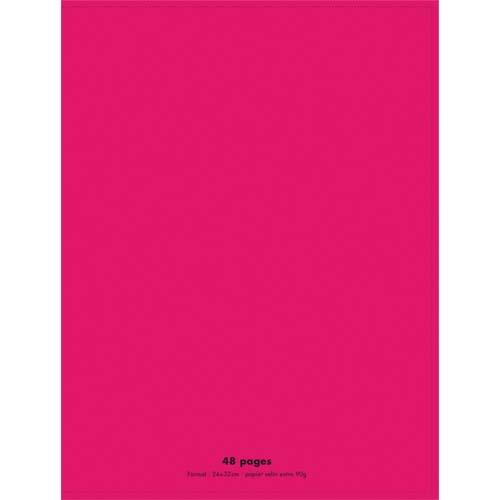 Cahier piqûre 24x32cm 48 pages 90g grands carreaux Seyès. Couverture polypropylène Rose