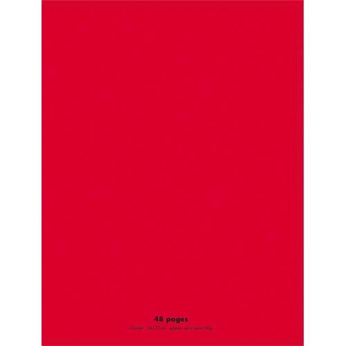 CONQUERANT C9 Cahier piqûre 24x32cm 48 pages 90g grands carreaux Seyès. Couverture polypropylène Rouge