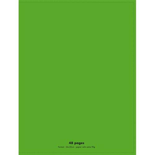 CONQUERANT C9 Cahier piqûre 24x32cm 48 pages 90g grands carreaux Seyès. Couverture polypropylène Vert