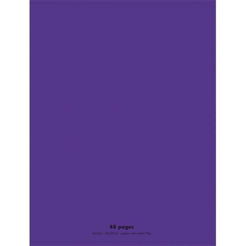 CONQUERANT C9 Cahier piqûre 24x32cm 48 pages 90g grands carreaux Seyès. Couverture polypropylène Violet