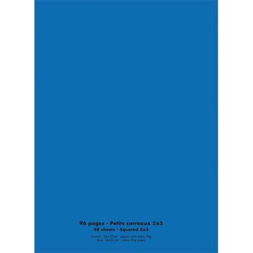 CONQUERANT C9 Cahier piqûre 24x32cm 96 pages 90g quadrillé 5x5. Couverture polypropylène Bleu