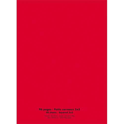 CONQUERANT C9 Cahier piqûre 24x32cm 96 pages 90g quadrillé 5x5. Couverture polypropylène Rouge