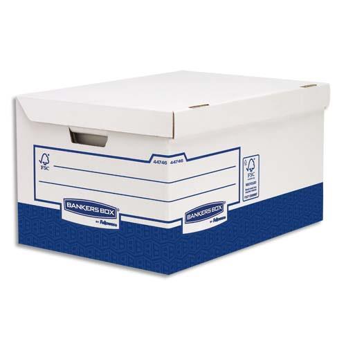 BANKERS BOX Conteneur Maxi HEAVY DUTY. Montage manuel. Carton Blanc/Bleu