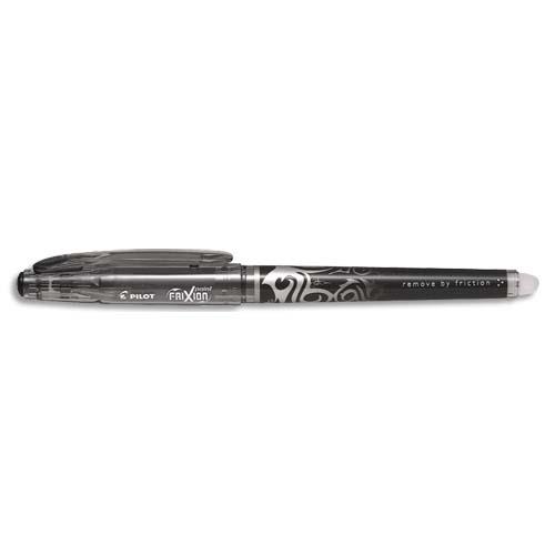 PILOT Stylo Roller FriXion Point, pointe hi-tec fine, s'efface à la gomme en bout de stylo,coloris Noir.