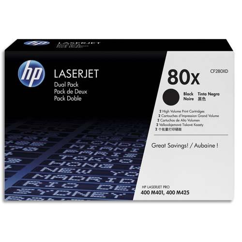 HP Pack 2 cartouches Laser Noir XL CF280XD (dont eco-taxe de 0,20 €)