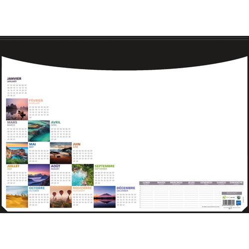 CBG Socle sous-mains en pvc noir,Janvier à Décembre 2024 - format : 40,5 x 55 cm