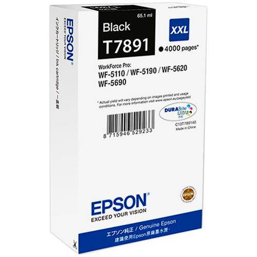 EPSON Cartouche Jet d'Encre Noire XXL (4 000 p) WF-5xxx (T7891) - C13T789140 (dont eco-taxe de 0,02 €)