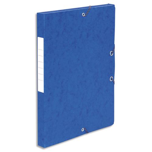 PERGAMY Boîte de classement à élastique en carte lustrée 7/10, 600g. Dos 25mm. Coloris Bleu.
