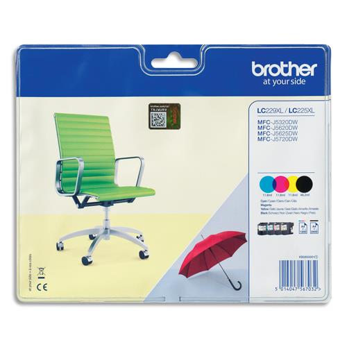 BROTHER Pack de 4 couleurs Jet d'encre HC LC229XLVALBP (dont eco-taxe de 0,05 €)