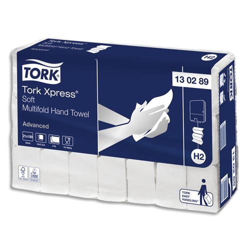 TORK Colis de 21 paquet 180 feuilles Essuie-mains Xpress interfoliés doux Advanced 2 plis Z 24 x 21,3 cm