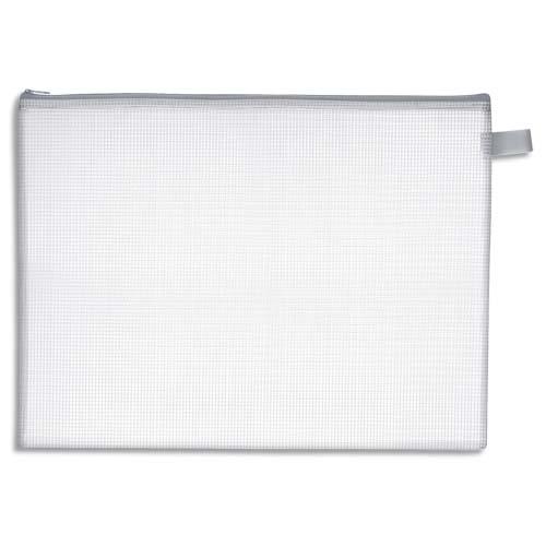 WONDAY Pochette zippée PVC renforcé semi-transparente pour le courrier, format 34,5x26cm, épaisseur 0,5cm