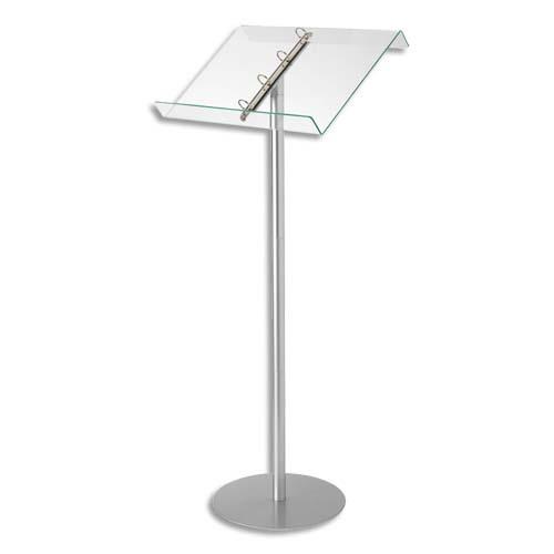 DEFLECTO Pupitre sur pied avec anneaux amovibles - Dimensions : L50 x H114 x P30 cm transparent (dont eco-taxe mobilier de 1,25 €)