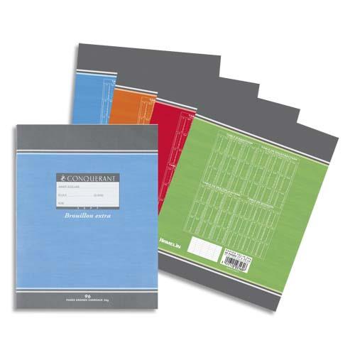CONQUERANT C7 Cahier de brouillon 17x22 cm 96 pages 56g grands carreaux Seyès. Couverture carte