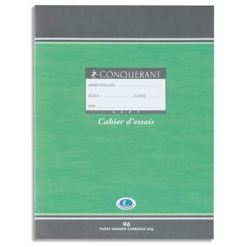 CONQUERANT C7 Cahier de brouillon 17x22 cm 48 pages 56g grands carreaux Seyès. Couverture carte