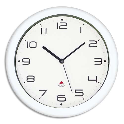 ALBA Horloge murale Hornew sielncieuse mouvement quartz à pile 1AA non fournie - D30 cm, P4,08 cm Blanc (dont eco-taxe de 0,11 €)