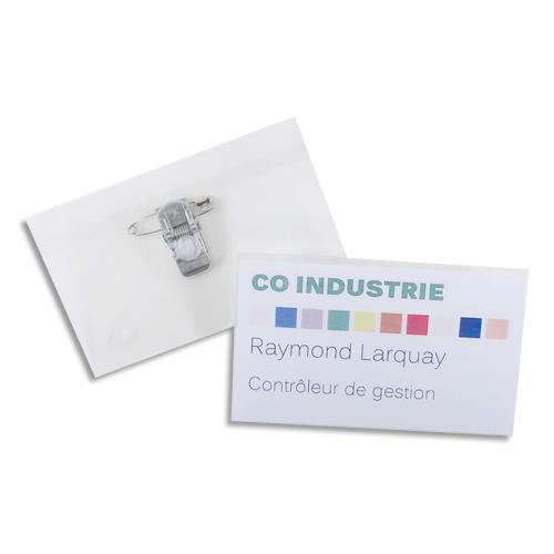 AVERY Boîte de 50 porte-badges combi pince+épingle 54 x90 mm + 50 inserts imprimables