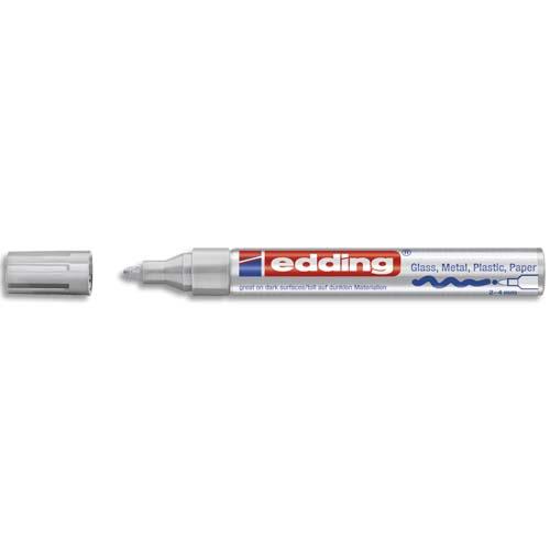 EDDING Marqueur peinture encre permanente laquée Argent pour toutes surfaces, pointe moyenne