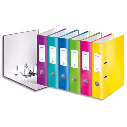 LEITZ Classeur à levier WOW 180°, A4, 8 cm, carton pelliculé, coloris Assortis