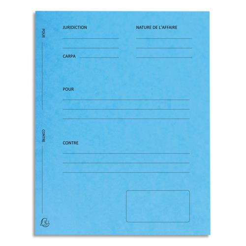 EXACOMPTA Paquet de 25 dossiers de plaidoirie pré-imprimés, en carte 265g. Coloris Bleu.