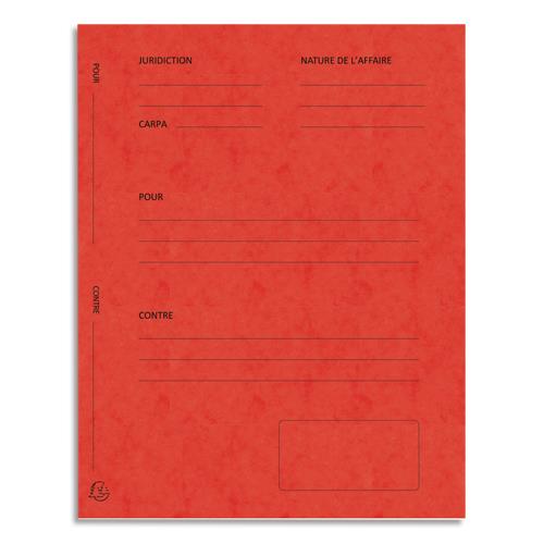 EXACOMPTA Paquet de 25 dossiers de plaidoirie pré-imprimés, en carte 265g. Coloris Rouge.