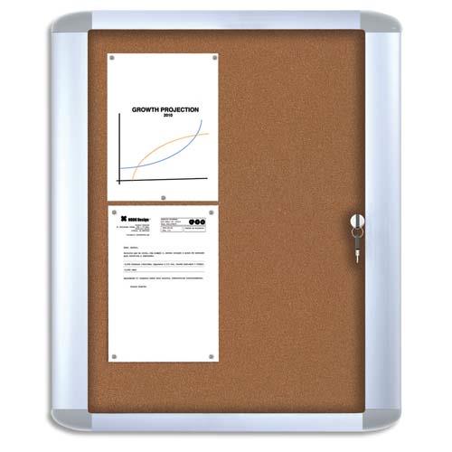 BI-OFFICE Vitrine d'intérieur Mastervision porte en verre trempé fond en Liège punaisable 9 feuilles A4 (dont eco-taxe mobilier de 0,38 €)