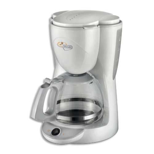DELONGHI Cafetière à filtre Blanche 1000W, 10 tasses, verseuse verre, anti-gouttes Dim L26 x H35 x P21 cm (dont eco-taxe de 0,34 €)