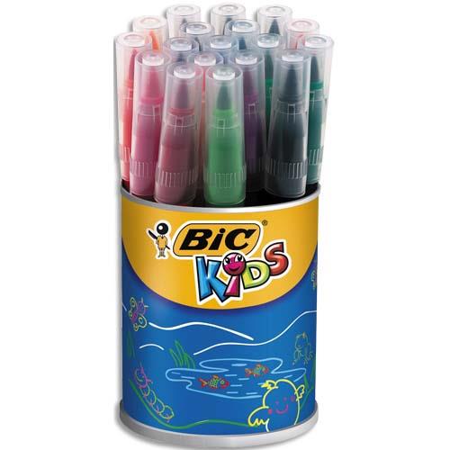 BIC KIDS Ecriture Visaquarelle Feutres de Coloriage avec Pointe Pinceau - Couleurs Assorties, Pot de 18
